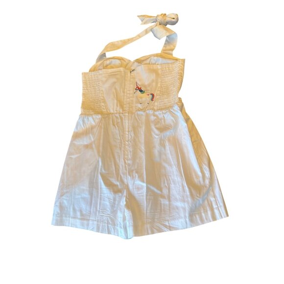 Disney The Dress Shop White Halter Romper Unicorn & Glitter Heart Embroidery M - Picture 3 of 6